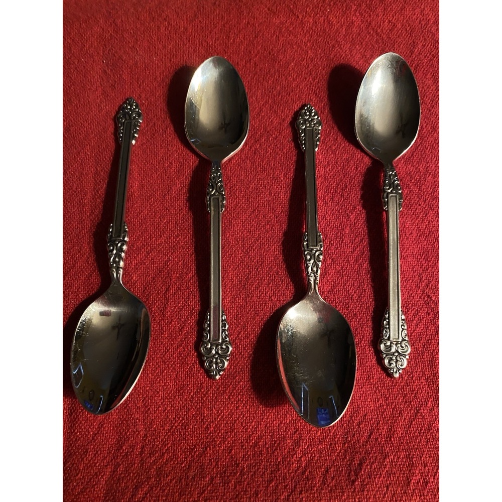 Oneida Rembrandt Stainless Heirloom Cube Glossy – 6" Teaspoons Lot of 4